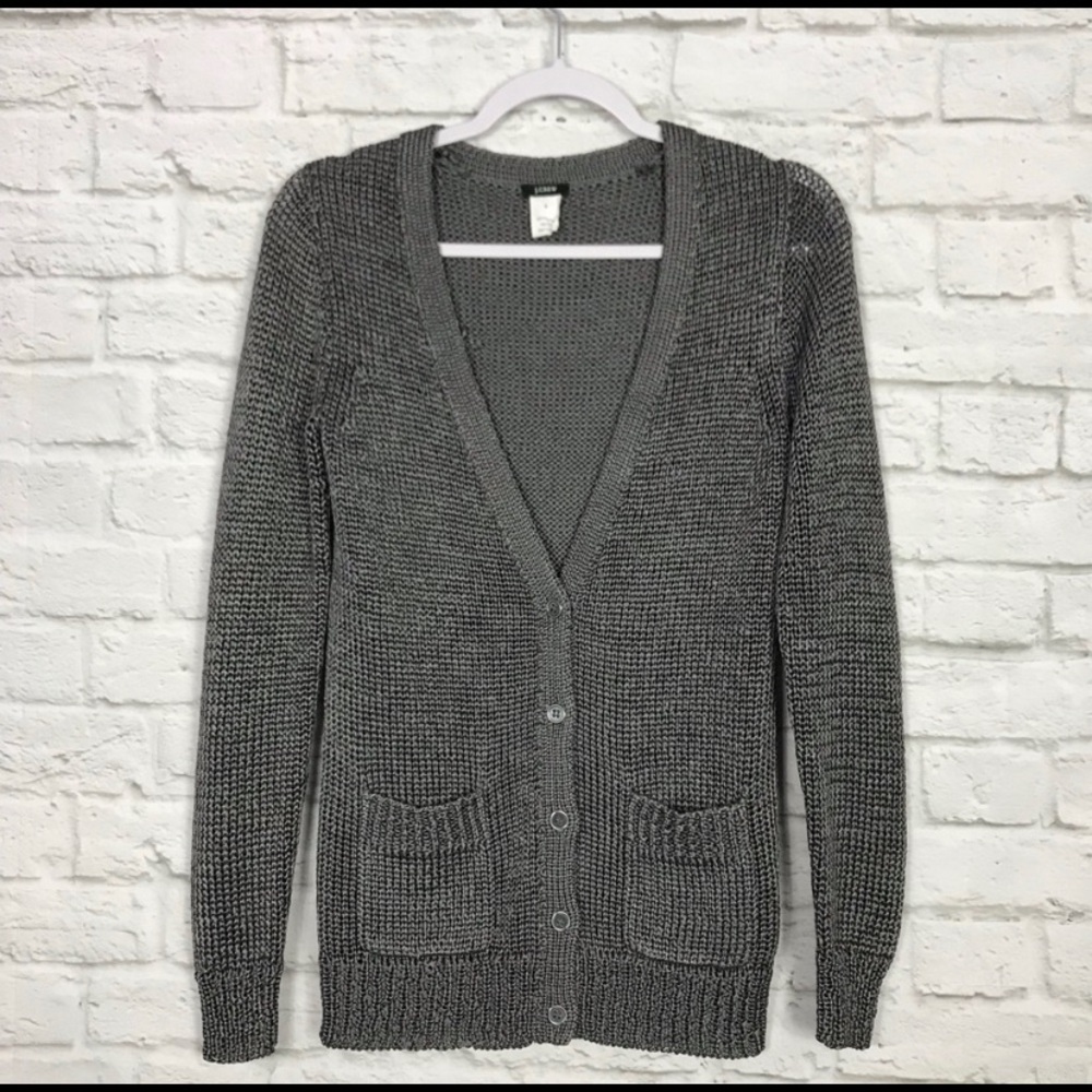 J Crew Oralie Metallic Knit Cardigan Sweater
